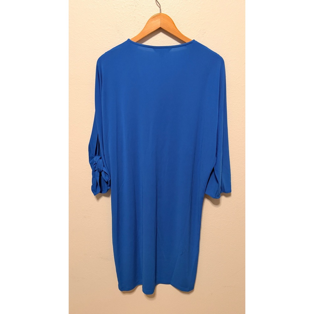 Lauren Ralph Lauren Dress Sz XL Blue Cold Shoulder Tie Sleeve Shift Cocktail